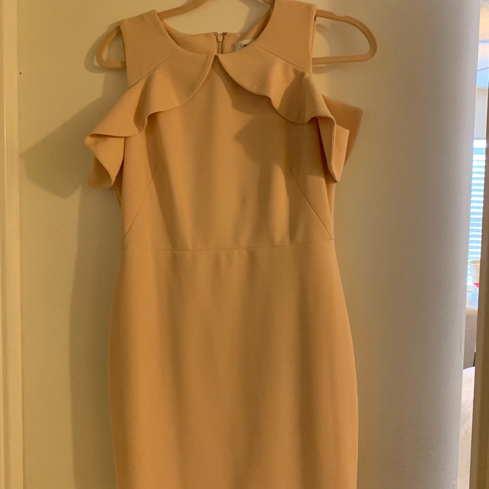 Calvin Klein Cold Shoulder Dress in Blush